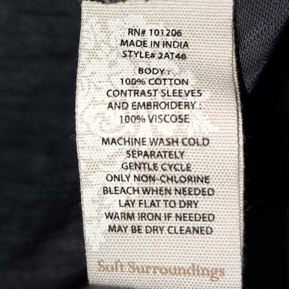 Soft Surroundings Long Sleeves Lace Caffs Crew Neck Tunic Top Size XL Dark Grey - Picture 6 of 7